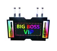 LED Bottle Presenter App Programmable Upgrade Double Bottle Display Shelf Scroll Play RGB Color Display Screen, 2x5000mAh Batteries, Acrylic Frame, for Bar, Hotel, Nightclub, Private Party