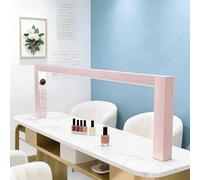 LED Bright Nail Tech Lamp for Desk, Half Moon Nail Lamp, 3000K-6000K, Manicure Lamp Table Light with Knob Display Screen, Built-in Power Strip and USB Charging Port(Pink)