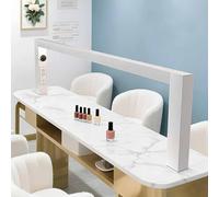 LED Bright Nail Tech Lamp for Desk, Half Moon Nail Lamp, 3000K-6000K, Manicure Lamp Table Light with Knob Display Screen, Built-in Power Strip and USB Charging Port(White)