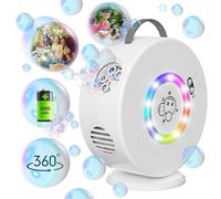 LED Bubble Machine, Portable 90°/360° Rotate Bubble Blower for Kids, Rechargeable Bubble Machine Bubbles Toys for Kids, Automatic Bubble Maker Toy for Boys Girl Aged 3-5 Gift, Outdoor Party & Wedding
