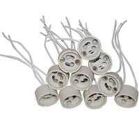 Led Bulb Base Ceramic Socket, 6 Pcs Ceramic Base Connector with 0.75mm² Silicon Wire for GU10, Compatible with LED and Halogen Bulbs, 250V,Max 300W