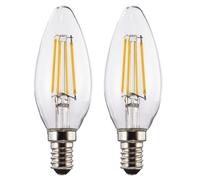 Led Bulb, E14, 470lm Replaces 40W, White Shade, Transparent, 2 Pieces
