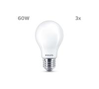 LED Bulb - PHILIPS - Classic - 60 W - A60 E27 - Warm white - Non dimmable x 3
