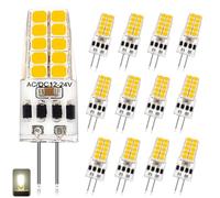 Led Bulbs G4 Dimmable, G4 Led Bulbs 3W Equivalent to 30W Halogen Bulb, 300LM, Led G4 Bulbs Natural White 4000K, 12V G4 Bulb Led Lamps, 3W G4 Led Non Flicker, G4 Bi-Pin Base, 360° Beam Angle, 12 Pack