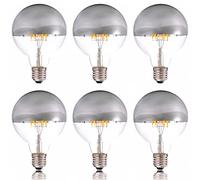 LED Bulbs Half Chrome,E26/E27 Base Vintage Edison Bulbs,G95/G30 Half Silver Reflected Bulb,Magic Bean Lamp Light Source,6W Dimmable 2700K (6-Pack)
