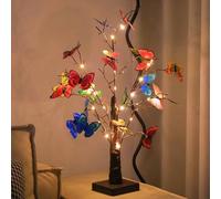 LED Butterfly Birch Tree Lights,Bell leaf Butterfly LED Birch Tree Lights,Table Mini Bonsai Tree Lamp,USB/Battery Operated Light,Adjustable Branches for Easter and Spring Decoration (C)