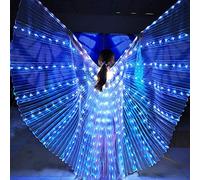LED Butterfly Wings, 57 Inch Multicolor Light Up Illuminated Fairy Wings Belly Dance Costume with Telescopic Sticks for Adults Christmas Halloween Party (White)