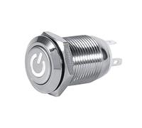 LED Button Switch, 12mm Waterproof Dust-Proof LED Power Switch Metal Momentary Type LED Push Button Switch(White) 12mm pushbutton switch