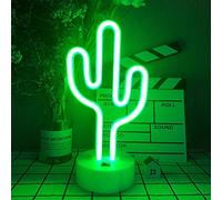 LED Cactus Shaped Neon Signs Light with Holder Base Table Decoration Night Lamp with Battery Powered/USB Neon Lights for Kids Room Party Supplies Tabl