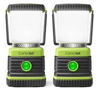 LED Camping Lantern, Consciot Battery Powered Camping Lights with 1000LM, 4 Light Modes, Water-Resistant Tent Lights, Portable Flashlight for Power Outage, Emergency, Hurricane, Hiking, 2-Pack