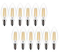 LED Candelabra Bulb C35/B11 2W, Dimmable Chandelier LED Candle Bulb, Clear Glass, E14 Base 2700K Soft White 20W Equivalent, 12-Pack (2)