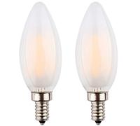 LED Candelabra Bulb, Dimmable C35 6W LED Filament Candle Bulb, E14 Base, Warm White 2700K, LED Light Bulb 50W Equivalent, 220-240VAC, 2 Pack (Frosted Glass, 6 Watt)