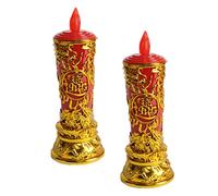 LED Candle Lights Pair Compact Portable Flameless Votive Lamps Safe Material Warm Sacred Atmosphere for Buddhist Worship and Home Decoration