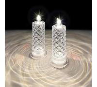 LED Candle Lights with Rose Shadow, 2Pcs Realistic Bright Flameless Candles Light, Battery Operated LED Pillar Candles,Electric Fake Candle for Wedding Party Halloween Christmas Decor (White,2Pcs)