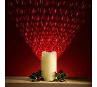 Led Candle With Light Projector - Real Wax Flame Free Flickering Candle With Red Projection Laser, Christmas Tabletop Decoration