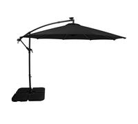 LED Cantilever Parasol 3m Hanging Banana Umbrella & Square Base Garden