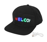 LED Cap Programmable Bluetooth APP Control Editable Colorful LED Hat for Outdoor Concert Carnival Cotton Material Adjustable Size Removable Screen (Black Hat)