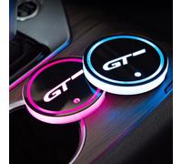 LED Car Coasters 2pcs for Peugeot Gt 508 5008 3008 208 2008 308,7 Colors Luminescent USB Charging Lights Interior Atmosphere Logo Drink Cup Holder