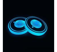 LED Car Cup Holder Lights, 7-Color Changing Waterproof Illuminated Coasters for Vehicle Interior, USB Rechargeable with 150mAh Battery, Acrylic Double Ring Design(D)