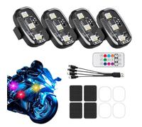 LED Car Lights 4 Pieces 7 Colors Waterproof Remote Control