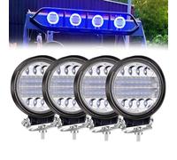 LED Car Spot Lights 4.5inch Round Spot Flood Combo Work Light Bars Offroad Driving Light DRL with Angel Eye Blue Halo Universal for Truck,4x4,SUV,ATV,Tractor,4PCS.
