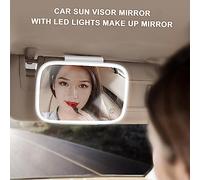 LED Car Sun Visor Mirror, Touch Screen Makeup Vanity Mirror for Automobile and Vehicle Sun Shading Cosmetic Use, Scratch Resistant Glass and ABS Material with Built in 3V Batteries (Black)