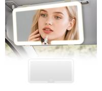 LED Car Vanity Mirror with 3 Light Modes Touch Control Screen Rechargeable Dimmable Sun Visor Vanity Makeup Mirrors USB Charging Car Interior Portable Travel Accessories for Women Passenger Side