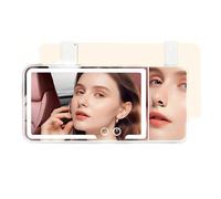 Led Car Vanity Mirror with 3X Magnification - 3 Colors Lights Sun Visor Mirror, Car Makeup Mirror, Women Girl Passenger Princess Cute Car Accessories Gift for Birthday Christmas Valentine's Day, White