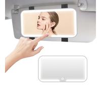 Led Car Vanity Mirror with Lights - 3 Color Temperature Sun Visor Vanity Cars-Mirror, Touch Control Rechargeable Cars Rear View Visor Mirrors, Car-Interior Accessories for Women (WHITE)