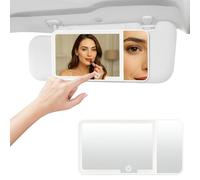 Led Car Vanity Mirror with Lights - 3 Color Temperature Sun Visor Vanity Cars-Mirror with 3x Magnification Area, Touch Control Rechargeable Cars Rear View Visor Mirrors, Car-Interior Accessories