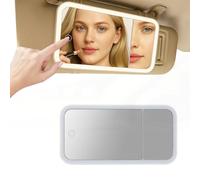 Led Car Vanity Mirror with Lights - 3 Color Temperature Sun Visor Vanity Cars-Mirror with 5x Magnification Area, Touch Control Rechargeable Cars Rear View Visor Mirrors, Car-Interior Accessories