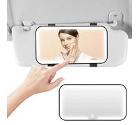 Led Car Vanity Mirror with Lights - 3 Color Temperature Sun Visor Vanity Mirror, Touch Control Rechargeable Rear View Car Interior Accessories for Women, Black