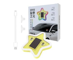 Led Car Window Lights, Usb Rechargeable Solar, Wireless Star with Bright Glow, Sedan Truck with Decorative Detail, 3.74×3.89inches Auto Accessory, Portable Lighting Device for Camping Home Use