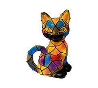 LED Cat Night Lights - Resin Animal Decorative Table Lamp | Creative Stained Glass Cat Bedside Lamp for Halloween Decorations | LED Animal Bedside Night Lights for Home Bedroom (A)