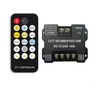 LED CCT Segment Dimmer Controller for 2-Wire & 3-Wire RGBWW LED Strips - Dual-Channel RF Remote Dimmer with 17-Key Wireless Control, DC 12V-24V