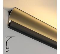 LED Ceiling Cove Moulding - Aluminum Profile Indirect Lighting Channel, Cornice Diffuser for Ceiling, Wall & Floor Decor, Available in 1m, 1.2m, 2m, 4m, 10m, 18m (Black, 5.5m/18ft)