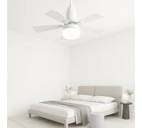 LED Ceiling Fan Light, Remote Control, 30W E27 Dimmable, Wide-Angle Air Supply, White