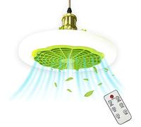 LED Ceiling Fan with Light - 30W Ceiling Fan Light with Fan and Remote Control - Timer, Stepless Dimming, Stepless Wind Speed - Small-Sized Fan Light for Small Spaces - Bedroom, Home Office (Green)