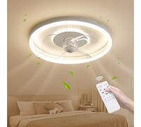 LED Ceiling Fan With Light,Modern Ultra-quiet Ceiling Lamp with Fan,With Remote Control,6 Levels Wind Speeds,Stepless Dimming Light,Fan Lighting for Living Room, Bedroom, Children's RoomØ50cm,A