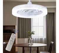 LED Ceiling Fan with Lights 22W Ceiling Light with Fan and Remote, Timing, 3 Color Dimmable LED, 3 Speeds for Small Spaces Bedroom Home Office Dormitory