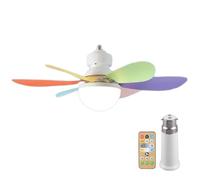 LED Ceiling Fan with Lights and Remote Control,With B22 To E27 Light Lamp Bulb Socket Base Converter,3 Speeds Light Bulb Fan,Timing,6 Blades Fans Lamp for Bedroom,Living Room (Colorful, 30W/42cm)