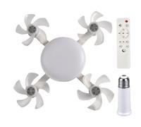 LED Ceiling Fan with Lights,E26/E27 Drone Fans Light with Remote Control,3 Speeds Light Bulb Fan,Timing,3 Color Dimmable,Modern Ceiling Fans Lamp for Bedroom,Living Room (White 4 Heads Extension Rod)