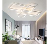 LED Ceiling for Living Room Bedroom Dimmable with Remote Control Kitchen Lights Rectangular Decorative Pendant Light Acrylic Shade Chandelier Lighting