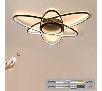 LED Ceiling Lamp 3-Ring Light Living Room Lamp Dimming with Remote Control Modern Design Bedroom Dining Room Deco ing for Restaurant Hotel Black Metal Acrylic lampshade 36W