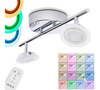 LED Ceiling lamp Lucy, dimmable Ceiling lamp Made of Metal in Chrome Adjustable lamp Heads, 2 x 5 Watt, 700 Lumen Total, 3000K, Colour Changer Remote Control