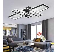 LED Ceiling Lamp Modern Living Room Light Rectangular Dimmable Modern Bedroom Aluminum Acrylic Continuous with Remote Control Light Office Lighting Ceiling Light,Black,4heads Comfortable anniversary