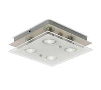 LED Ceiling Lamp Nickel Matte Square 25cm 4 X 3W GU10 1000lm Lamp Warm White