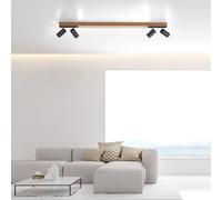 LED ceiling lamp PURE Lines, 120 cm, black, wood, remote control