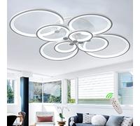CAI-HAI LED Ceiling Light, 100W Modern Light 8 Ring, Living Room Lighting dimmable with Remote Control Metal Frame Acrylic Shade Round Decorative Bedroom, Dining Room, Kitchen