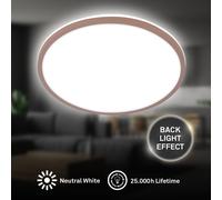 LED Ceiling Light 15W 1500lm Backlight Lamp 4000K Hallway Bedroom Ø28cm Sand [EEK: F]